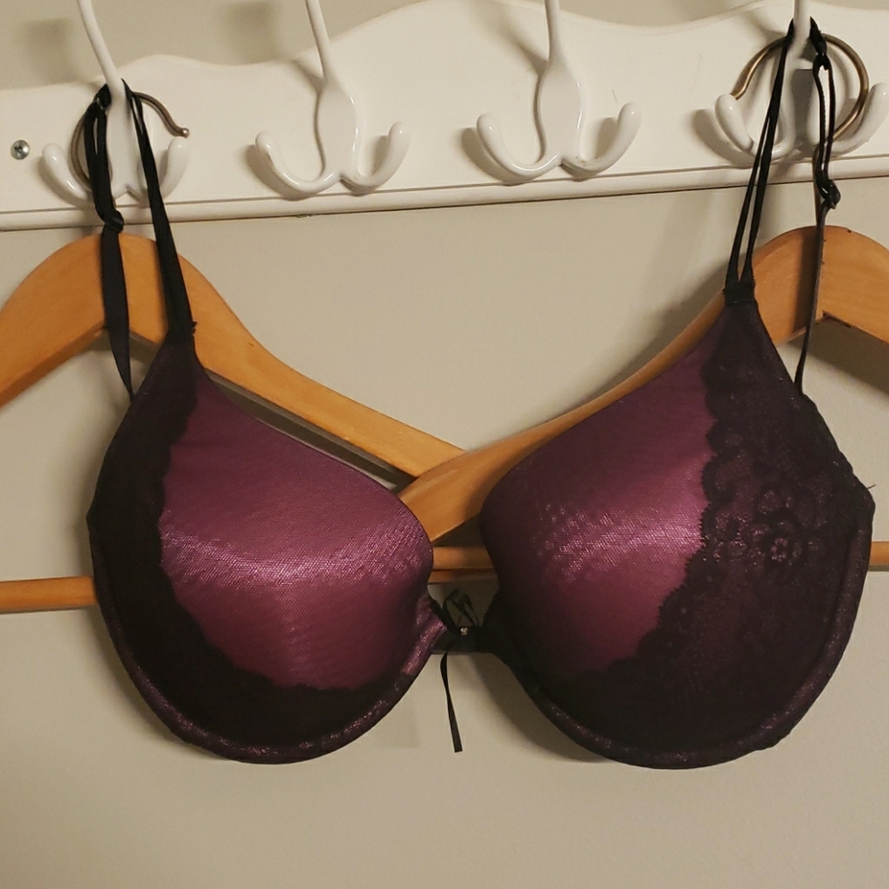 Purple Lace Bra with Mesh Details